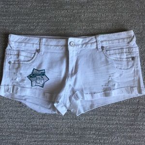 Almost Famous Distressed White Jean Shorts (NWT)